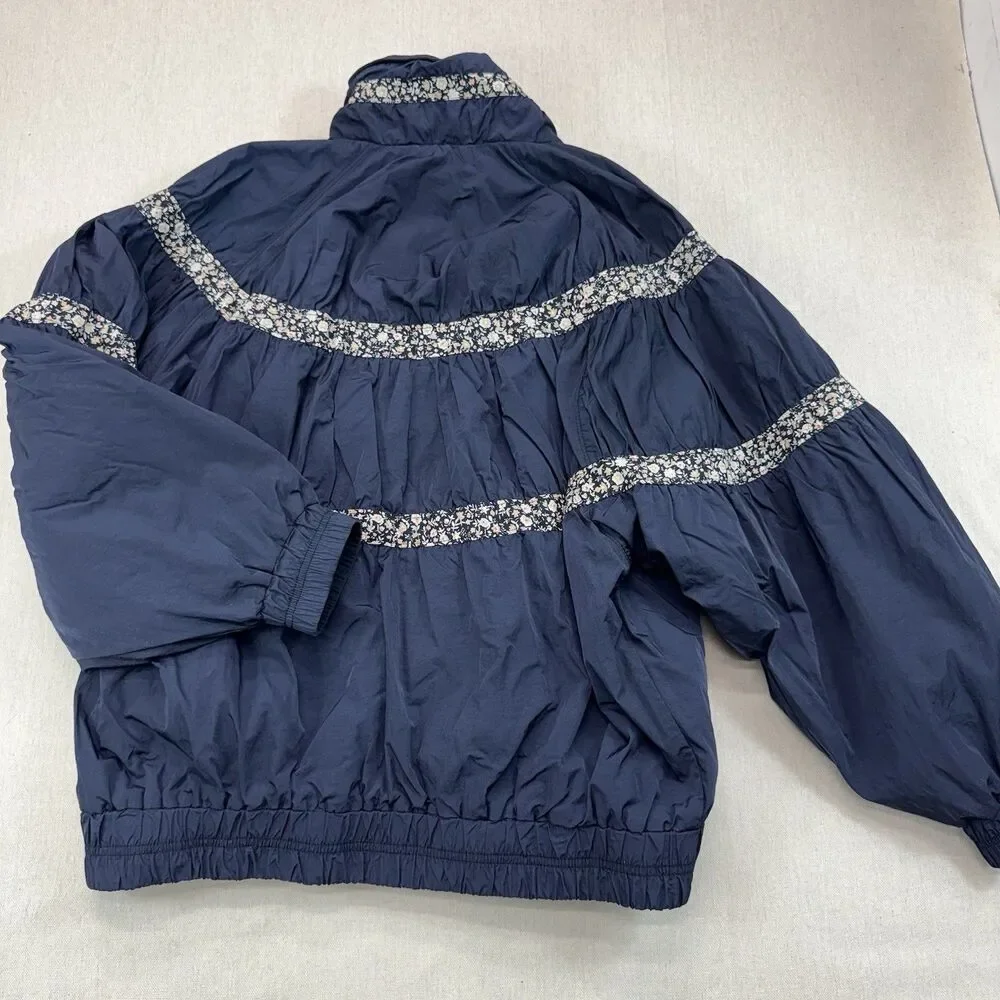 Free People Women's Size Medium On My Mind Bomber Jacket Navy